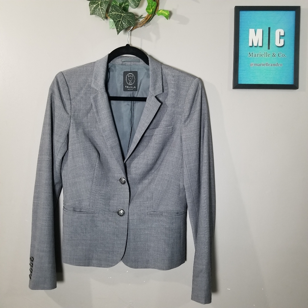 Aritzia Talula Gray Exeter School Boy Wool Blazer